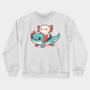 cute axolotl ride axolotl Crewneck Sweatshirt